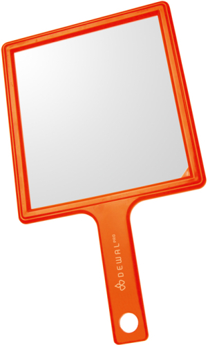 Rearview mirror, orange, with handle (21,5 x 23,5 cm)  DEWAL MR-051